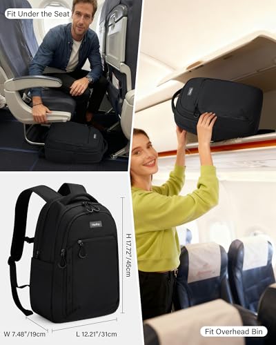 HanTrip Travel Laptop Backpack for Women Men, 18 Inch Large Work Backpack for Commuter College School Book Bags, Water Resistant Backpack with Luggage Strap Water Bottle Pocket Chest Strap, Black - color: Black