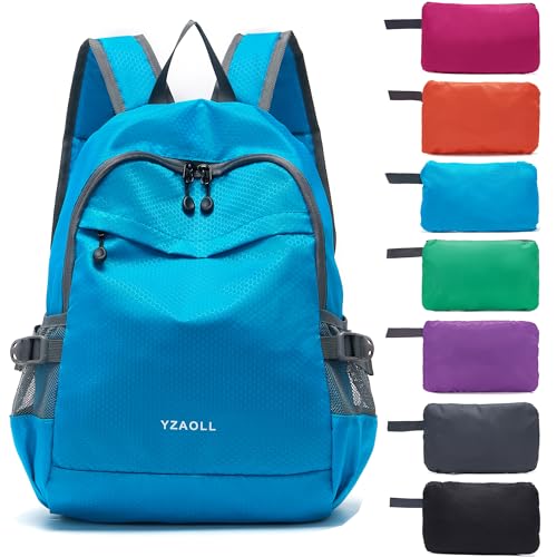 YZAOLL 20L Small Hiking Backpack Lightweight Day Packs, Packable Backpack for Women Men Travel Camping Vacation,Blue - color: A-20l-blue