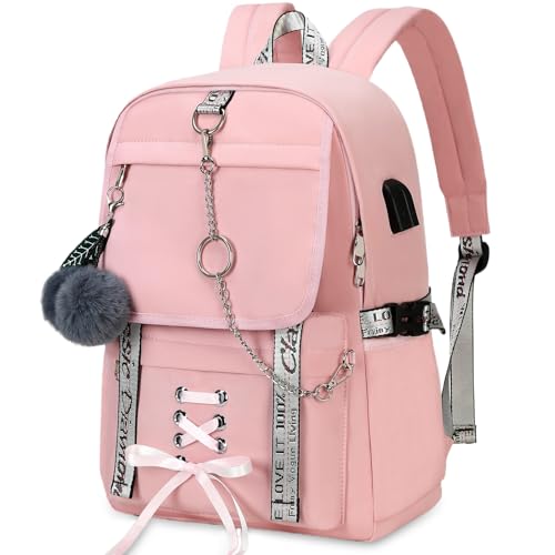 Spotted Tiger School Backpack for Girls Backpack with Lunch Box Backpacks for Teen Girl Backpacks School Bag Bookbag (Pink 2) - color: Pink 2
