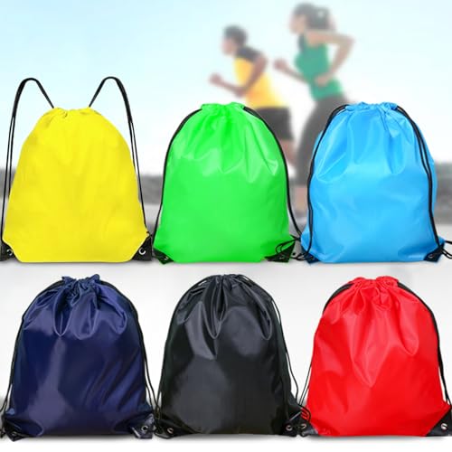 Drawstring Backpack 6PCS Bulk String Backpack Drawstring Bags Sport Gym Cinch Bag Nylon String Bag for Women Men (6PCS) - color: 6pcs