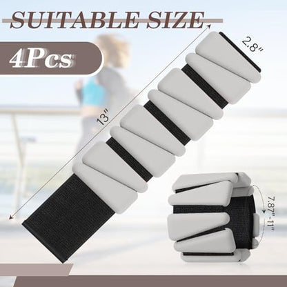 Vinsot Wrist and Ankle Weights for Women Men Set of 4(1 lb Each) adjustable Arm Leg Silicone Weighted Wristbands Bracelets for Pilates Yoga Gym Workout Running Walking Strength Training(Grey) - color: Beige Brown