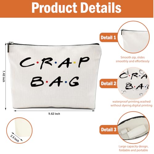 2 PCS Friend Gifts Makeup Bag, Best Friend Birthday Gifts, Funny Friends Theme Cosmetic Bags, Sister Christmas Graduation Friendship Gift for Women Men Best Friends Mom, Black White Travel Organizer - color: Multicolor 0082