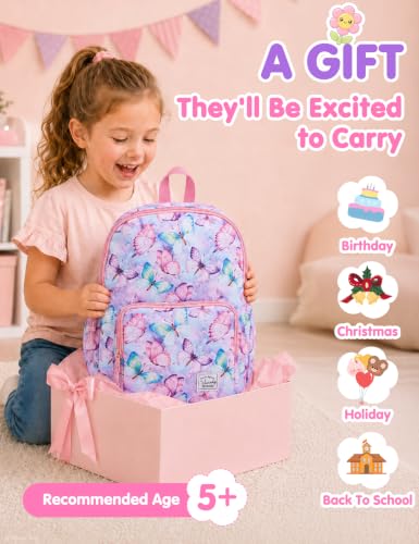 VASCHY Kids backpacks, Cute Lightweight Water Resistant Preschool Backpack for Boys and Girls Chest Strap | Cute - color: Butterflies, size: Small (4-6 Yrs) - 15'' H