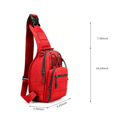 Viriber Tactical Backpack, Waterproof Military Cross-body Molle Sling Shoulder Backpack Chest Bag for Outdoor Every Day Carry Red - color: Red