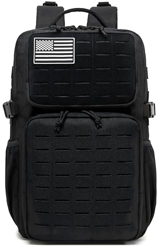 Wotony Military Tactical Backpack for Men Waterproof Daypack 3 Day Assault Pack Laser-Cut MOLLE Webbing Design with Water Bottle Holder Black Small Tactical Assault Bag (Black, 30L) - color: Black, size: 30L