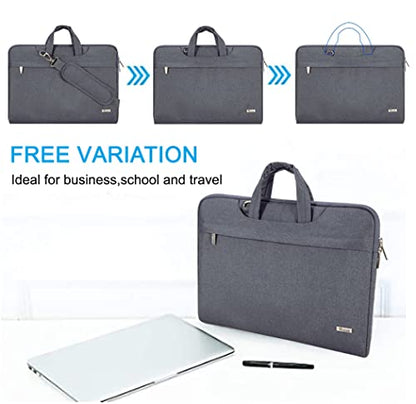 Voova Laptop Bag 13 14 Inch, Waterproof Computer Sleeve Carrying Case with Shoulder Straps & Handle Compatible with Macbook Air 13 M2/M3/M4, MacBook Pro 13/14, HP Dell Lenovo Chromebook 14, Grey - color: Grey, size: 13-14 Inch(35 x 24 x 2.5 cm)