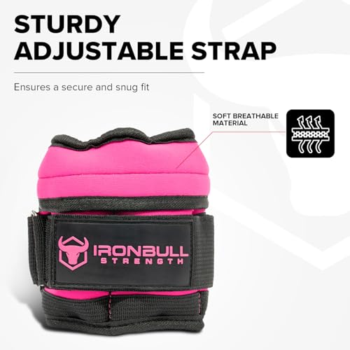 Adjustable Ankle Weights (10lbs/Pair) - Weighted Ankle Weight for Walking, Gym and Exercise - 2, 4, 6, 8, 10 LB Leg Weight Set with Straps for Women and Men - 1-5 lbs Each Ankle Adjustable for Weight Lifting - color: Neon Pink