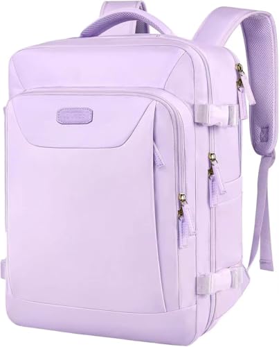 Carry on Backpack, 40L Flight Approved Large Travel Laptop Backpack, 17 Inch Water Resistant Luggage Computer Daypack College Weekender Overnight Bag for Men & Women, purple - color: Purple