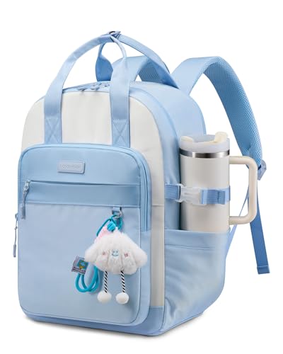 LOVEVOOK School Backpacks for Teen Girls Fits 15.6" Laptop, Lightweight Middle High School Bookbag with Large Bottle Holder for Kids, 30L Cute College Backpacks for Students Back to Schools,Blue - color: Beige-blue-sky Blue, size: 15.6 inch