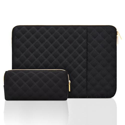 13 Inch Laptop Sleeve Case with Pocket for 13.3 inch MacBook Air/Pro MacBook Neo A18 Laptop Computer, Waterproof Polyester Elegant Laptop Case Pouch with Accessory Bag, Black - color: Black, size: 13 Inch
