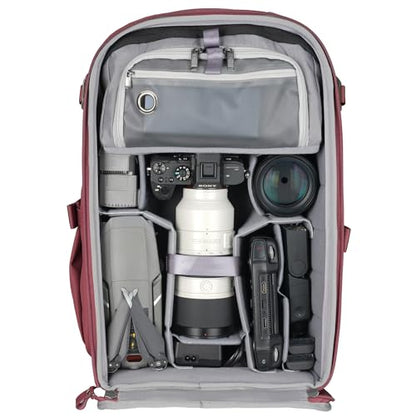 VANGUARD VEO Metro B30L Camera & Everyday Backpack (Magenta) – Fits 70–200mm Attached, 17" Laptop Storage, Convertible Daypack Design, Travel-Ready Carry-On - color: Magenta, size: 30L