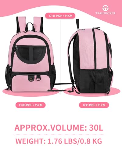 Basketball Bag Backpack for Men Women with Ball & Shoes Compartment 30L Capacity Lightweight Breathable Boys Girls Soccer Ball Bag Backpack Fit Volleyball Football Sports Travel School Gym - color: TK8Black Pink