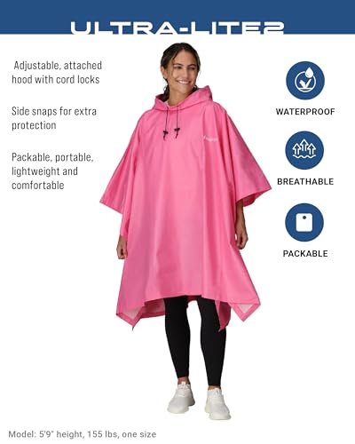 FROGG TOGGS Ultra-lite2 Waterproof, Breathable Rain Poncho, Adult and Youth Sizes - color: Pink, style: Adult