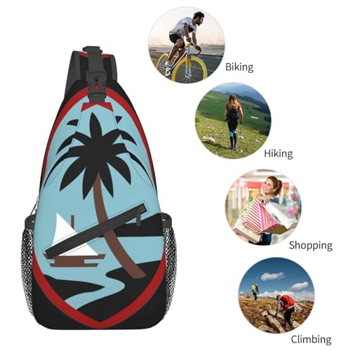 Guam Arng Sling Backpack Chest Daypack Crossbody Crossbody Shoulder Bags For Travel Sports Running Hiking, Black