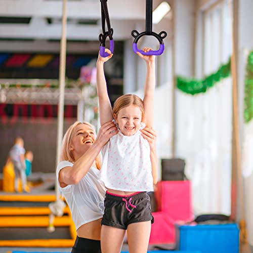 EXQ Home Kids Gymnastic Rings Pull up Rings for Chlidren Exercise,Indoor Gym Ring,Kids Gymnastics Rings with Adjustable Straps,Load Bearing 220lb(NO Bar) - color: Purple