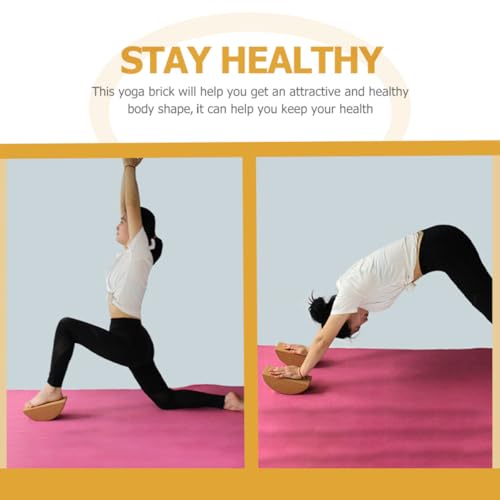 MAGICLULU Yoga Blocks Set, High Density Small Cork Yoga Brick with Non-slip Surface, Semi-circular Balance Training Tool for Core Strength and Stability Exercises