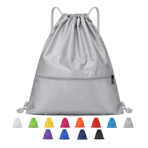 Drawstring Backpack Bag Sport Gym Sackpack-Large(Grey) - color: Grey