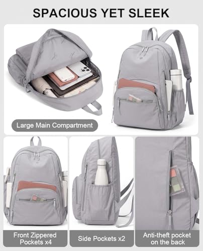 Backpack for Women, Work College Laptop Backpack, Lightweight Travel Backpack Purse, Casual Daypack Bag (Grey) - color: Grey