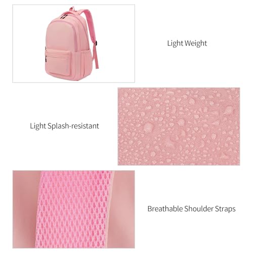 GAEKEAO Everyday Backpack for Women Men, Lightweight Casual Bookbag Travel Backpack for Work College Commute Pink - color: C04 Pink