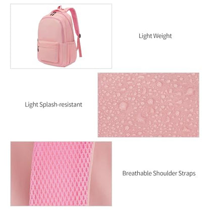 GAEKEAO Everyday Backpack for Women Men, Lightweight Casual Bookbag Travel Backpack for Work College Commute Pink - color: C04 Pink