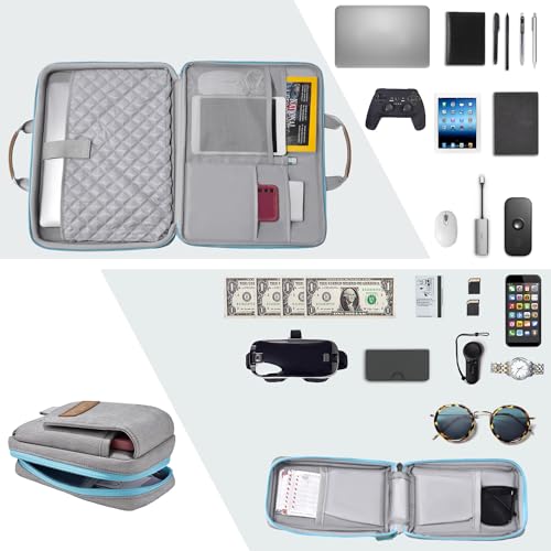 ZINMARK Laptop Case 15.6 Inch Briefcase Military-Grade Protection with Detachable Belt Bag, Compatible All Model of 15-16 Inch MacBook Pro and Most Popular 15.6 Inch Notebooks Chromebooks (Gray&Blue) - color: Gray&blue