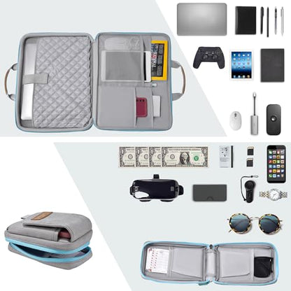 ZINMARK Laptop Case 15.6 Inch Briefcase Military-Grade Protection with Detachable Belt Bag, Compatible All Model of 15-16 Inch MacBook Pro and Most Popular 15.6 Inch Notebooks Chromebooks (Gray&Blue) - color: Gray&blue