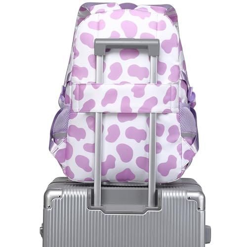 abshoo Big Student Laptop Backpack For College Women Middle High School Teen Girls Bookbag Travel Daypack (Cow Print Purple) - color: Cow Print Purple