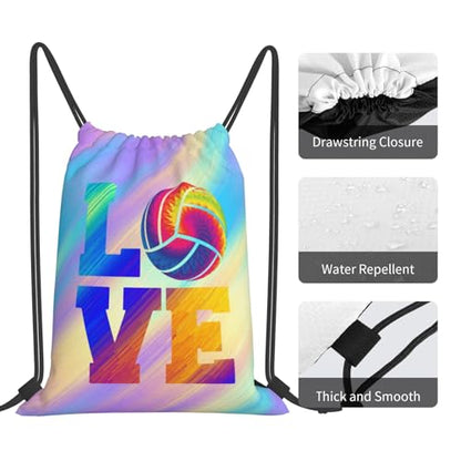Love Volleyball Unisex Drawstring Backpack Bag Sport Gym Travel Swim Sackpack - color: Love Volleyball4