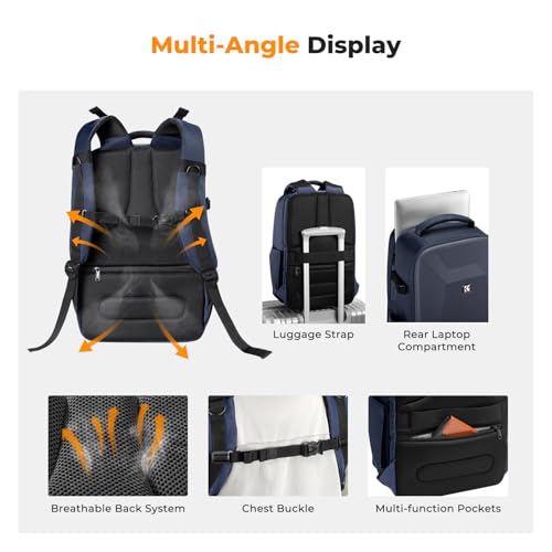 K&F CONCEPT Camera Backpack,Hardshell Photography DSLR Camera Bag with 15-15.6 Inch Laptop Compartment Hard Shell Camera Case Compatible with Canon/Nikon/Sony/DJI Mavic Drone - color: Deep Blue