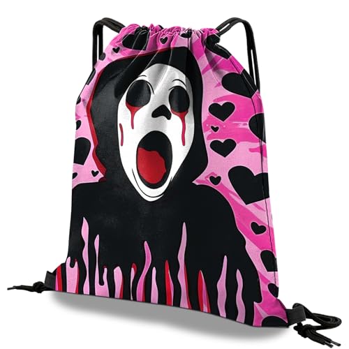 Drawstring Backpack Draw String Bag Waterproof for Sports Gym Beach Travel Cute Aesthetic Sackpack Men Women (13"×17")-Black Heart - color: S-23-black Heart