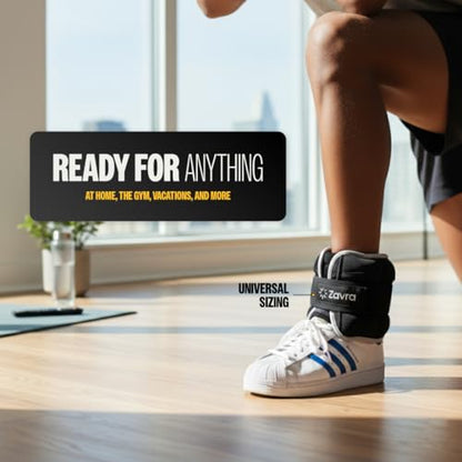 Ankle Weights Set - 10 Lbs Pair (5 Lbs Each) - Adjustable Leg Weights for Women & Men - Iron Sand Filled SBR Strap for Walking, Jogging, Aerobics & Resistance Training