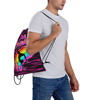 Gymnastics Drawstring Backpack Gym String Bag Drawstring Sackpack Sport For Womens Mens - color: A6 Gymnastics