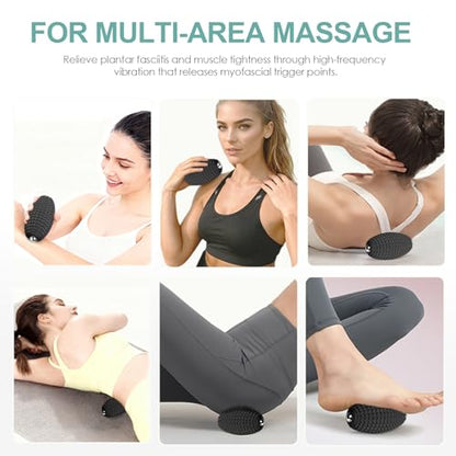 Silicone Vibrating Massage Ball with Rolling Head, 3-Speed Myofascial Massage Roller for Plantar Fasciitis Relief, Hip & Psoas Release, Trigger Point Therapy for Neck, Back, Foot (Black) - color: Black