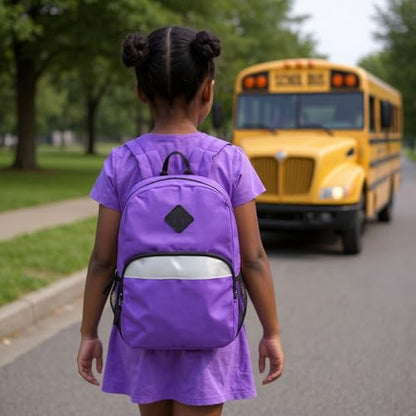 Trail maker 17" Backpack – Reflective School Backpack with Padded Straps, Water Bottle Pockets for Kids & Adults, School Travel Camp (Purple) - color: Purple