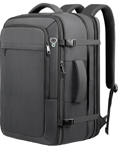 Carry on Backpack for 1-10 Days Trips, Extra Large 40L-50L Travel Backpack TSA Approved, Expandable Laptop Bagpack, Water Resistant Bag Compatible with 17.3 inch Laptops, Black - color: Black, size: XX-Large