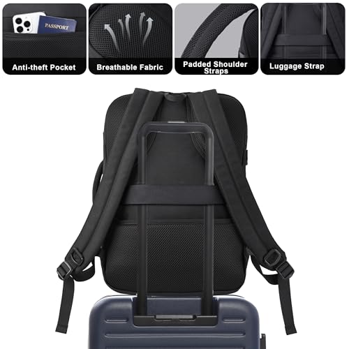 MOZETO TSA Approved Carry On Backpack, Extra Large Tactical Travel Backpack for Men, Airplane Approved Weekender Bag for Flight (Black)