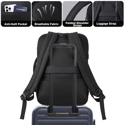 MOZETO TSA Approved Carry On Backpack, Extra Large Tactical Travel Backpack for Men, Airplane Approved Weekender Bag for Flight (Black)