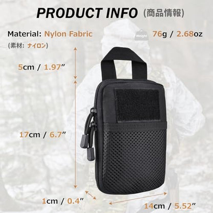 Azarxis Molle Pouches, Tactical Compact EDC Small Utility Pouch Waist Bags Sundries Storage Admin Organize Gear Gadget for Military Backpack - color: #06 Black - 7.09"x5.51" - 2 Pack