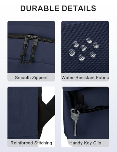 VASCHY Lightweight Backpack for School, Classic Basic Water Resistant Casual Daypack for Travel with Bottle Side Pockets (Navy) - color: Navy Blue