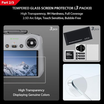 Arzroic RC 2 Protective Sun Hood Kit with Screen Protector & Neck Lanyard for DJI Mini 5 Pro/Avata 360/Mini 4 Pro/Mavic 4 Pro/Flip/Air 3S/Air 3 Accessories - style: Sun Hood + Screen Protector + Lanyard