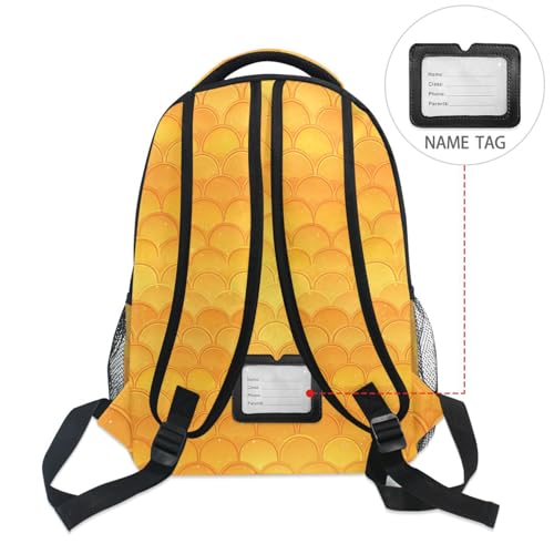 Laptop Backpack for Men Women Fashion Business Work Bag with Chest Strap Gift Men & Women Yellow Fish Scale Glittering - color: Multicolor05