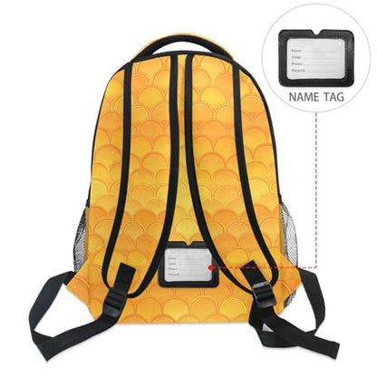 Laptop Backpack for Men Women Fashion Business Work Bag with Chest Strap Gift Men & Women Yellow Fish Scale Glittering - color: Multicolor05