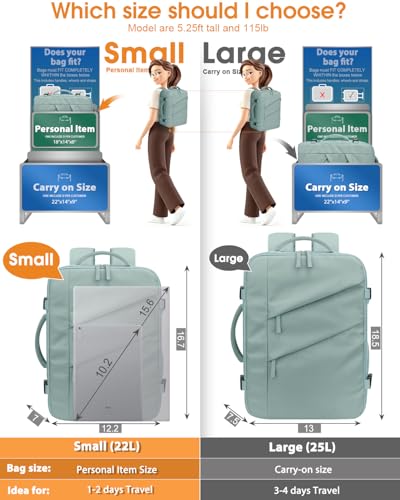 Capolo Travel Laptop Backpack Women Men Personal Item Weekender Travel Bag - color: Lake Blue, size: Small