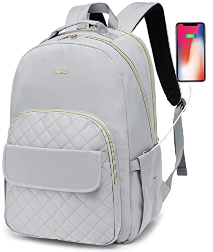 School Backpack Women,15.6 inch Laptop Bookbag with Stylish Stitch Pattern for Teen Girls,College Backpack Nursing Daypack TSA Friendly for Trip Work Business Middle School - color: Grey, size: 15.6 inch