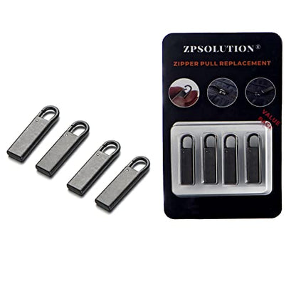 Zpsolution Zipper Pull Replacement Metal Zipper Handle Mend Fixer for Luggage Suitcases Bags - color: Black