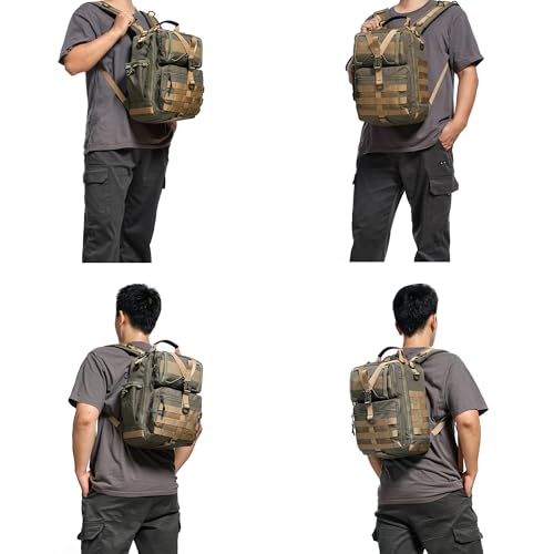 NICGID Tactical Military Backpack Large Daypack Molle Army Assault Pack Bug Out Bag Water Resistant Travel Fishing Hiking Trekking Rucksack - color: Army Green-059, size: 14.1 inch