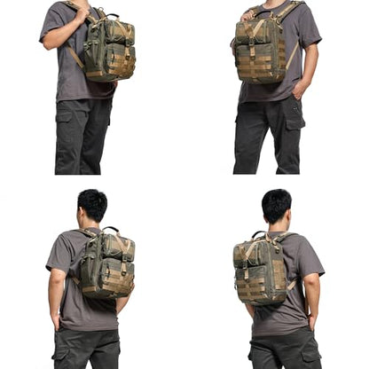NICGID Tactical Military Backpack Large Daypack Molle Army Assault Pack Bug Out Bag Water Resistant Travel Fishing Hiking Trekking Rucksack - color: Army Green-059, size: 14.1 inch