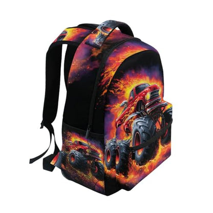 susiyo Red Monster Truck School Backpack Bookbag Lightweight College Back Pack Travel Camping Casual Daypack for Teens Girls Boys Women Men - color: Truck With Flames