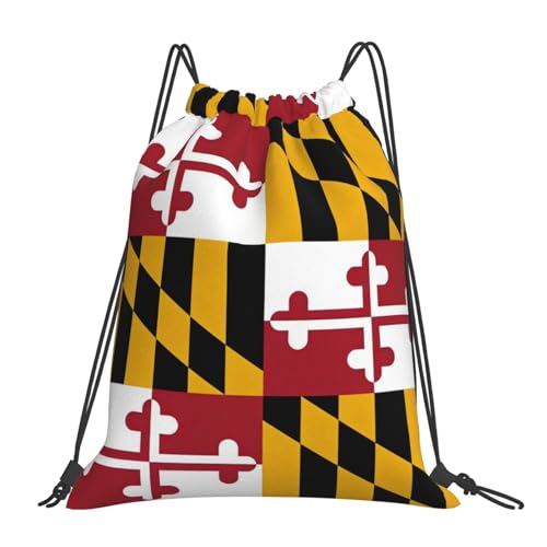 Maryland Flag Drawstring Bag Sport Gym Backpack Beach Travel Sack Draw String Yoga Bag For Men Women - color: Maryland Flag