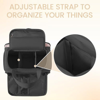 Toiletry Bag for Women Puffy Large,Travel Makeup Bag,Large Toiletry Bag with Adjustable Dividers,Waterproof Cosmetic Travel Bag with Trolley Sleeve,Toiletries Organizer,Black - color: Black